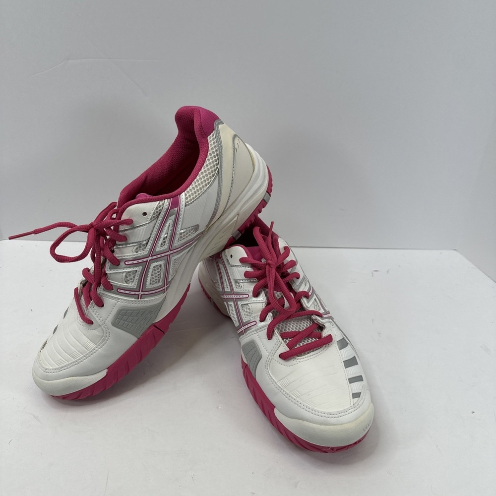Asics Women's Gel-Challenger Lace-up Tennis Shoes White Fuschia Silver Size 11